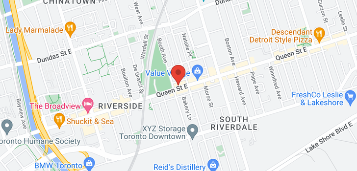 map of 890 QUEEN ST E